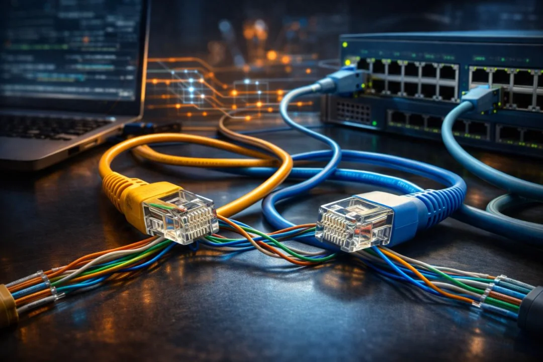 Types of Network Cables Explained: Color Codes, RJ45 Connectors, Straight-Through, Crossover, and Console Cables (CCNA Guide)