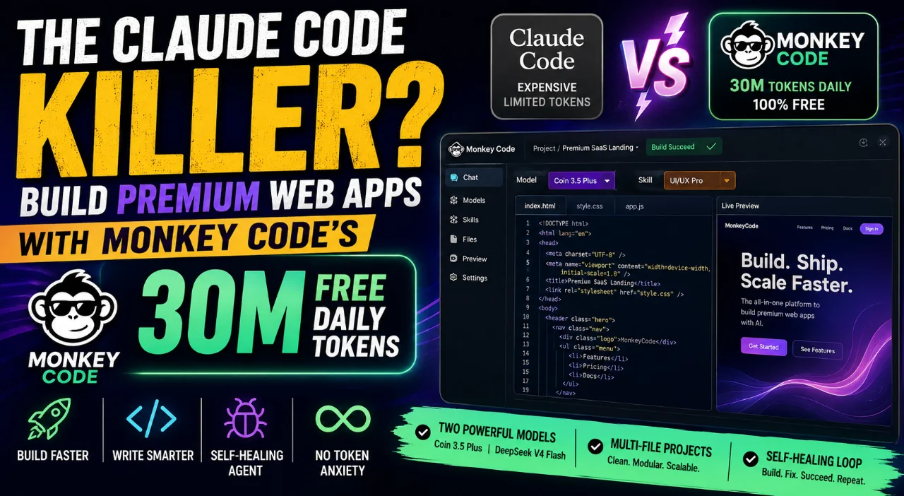 The Claude Code Killer? How Monkey Code Is Changing AI-Powered Web Development With 30M Free Daily Tokens